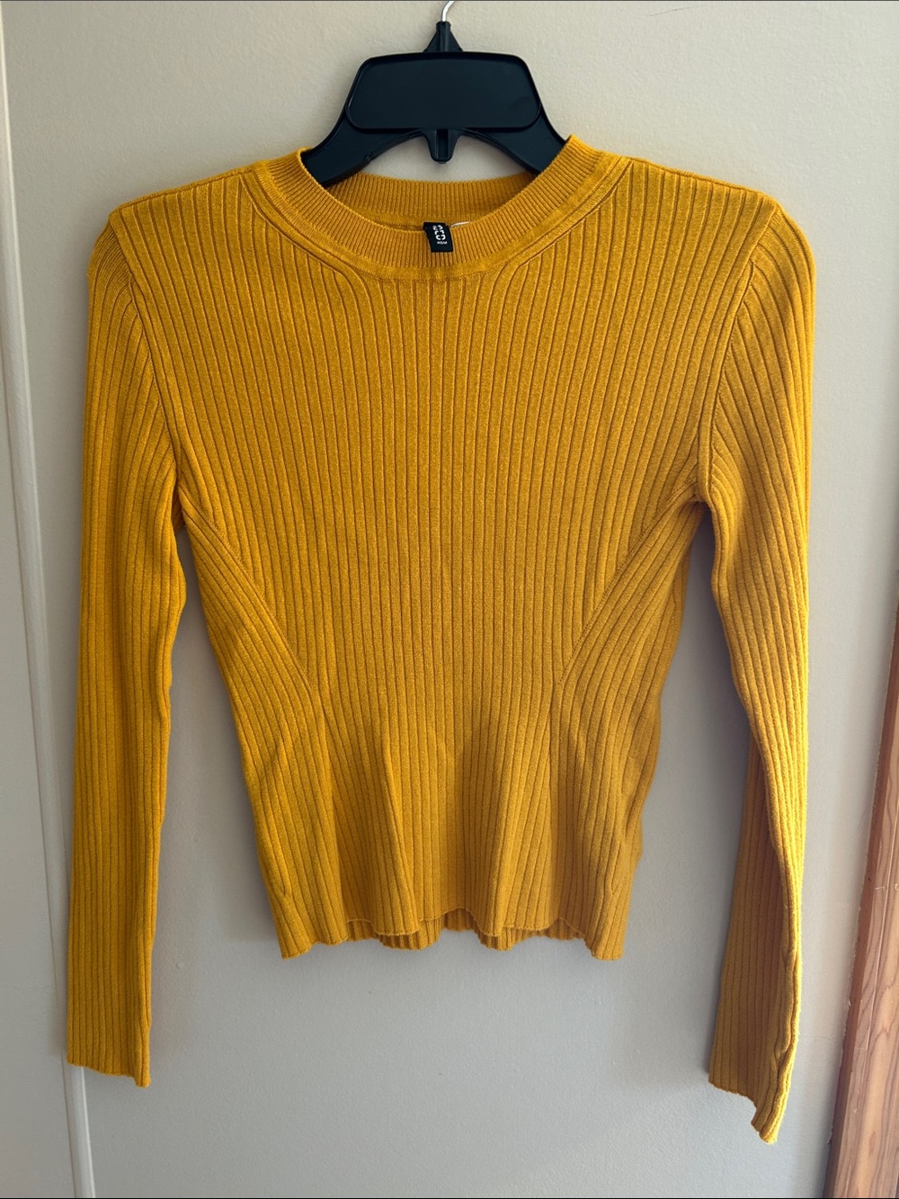 Divided Mustard Yellow Ribbed Long-Sleeve Crewneck Top